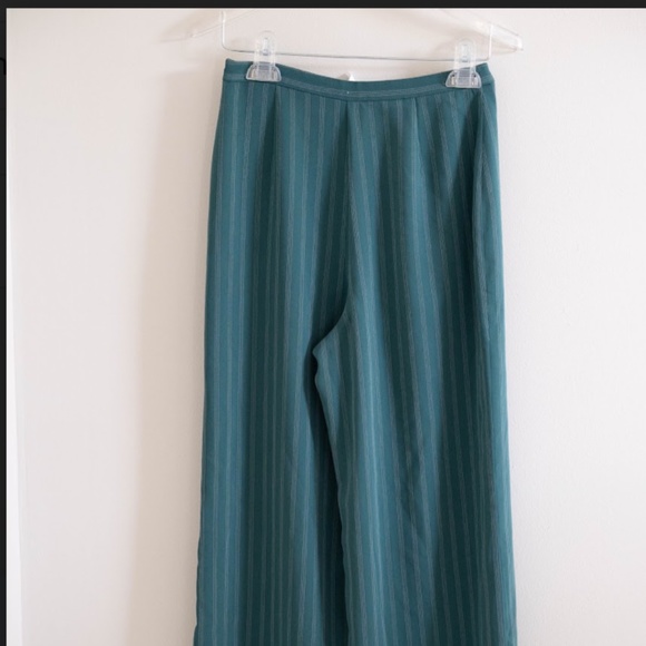 Nordstrom Dark Green Pinstripe Pants - Picture 3 of 5